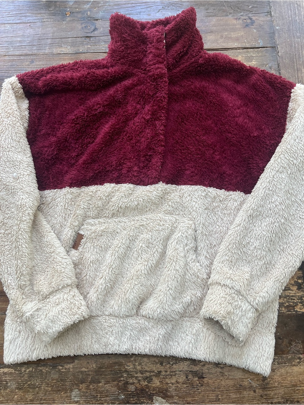 NWOT Roxy Plush Sherpa Pullover Zip and snap closure